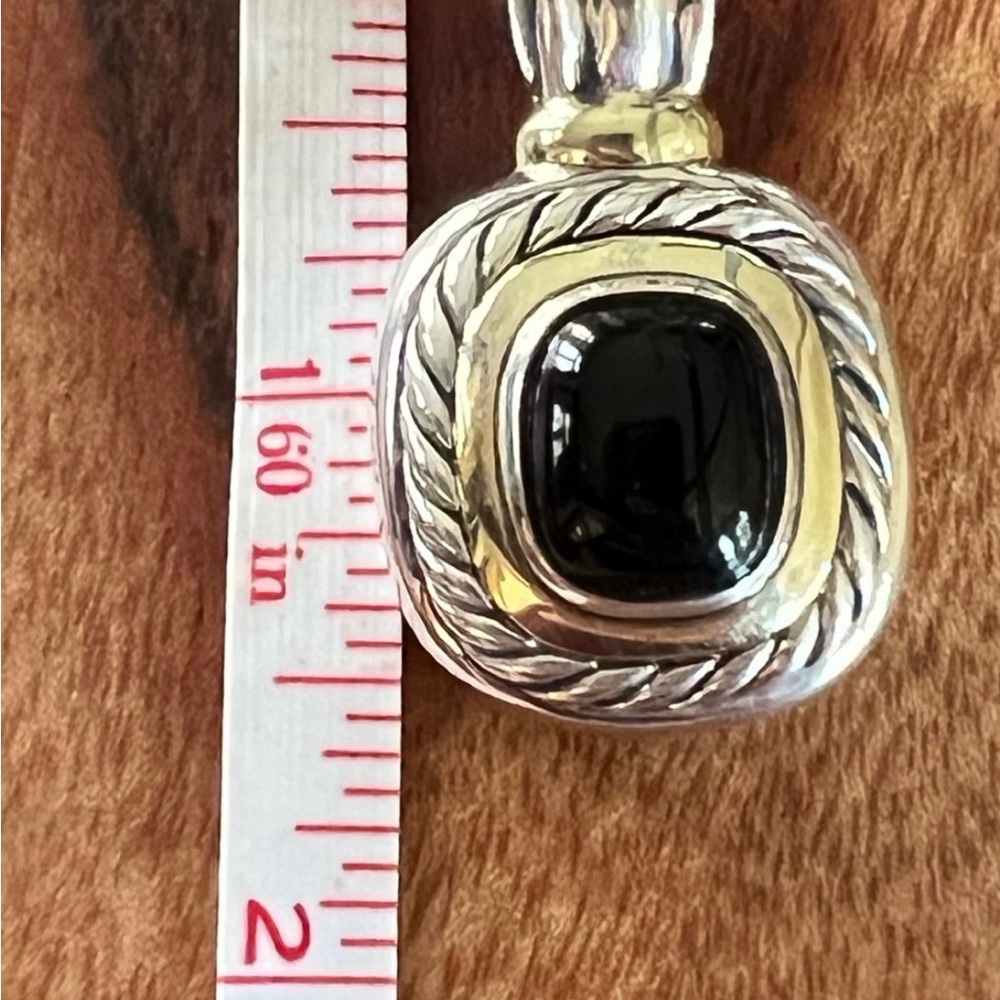 David Yurman Sterling Silver 14k Black Onyx XL Enhancer Pendant - Picture 3 of 7